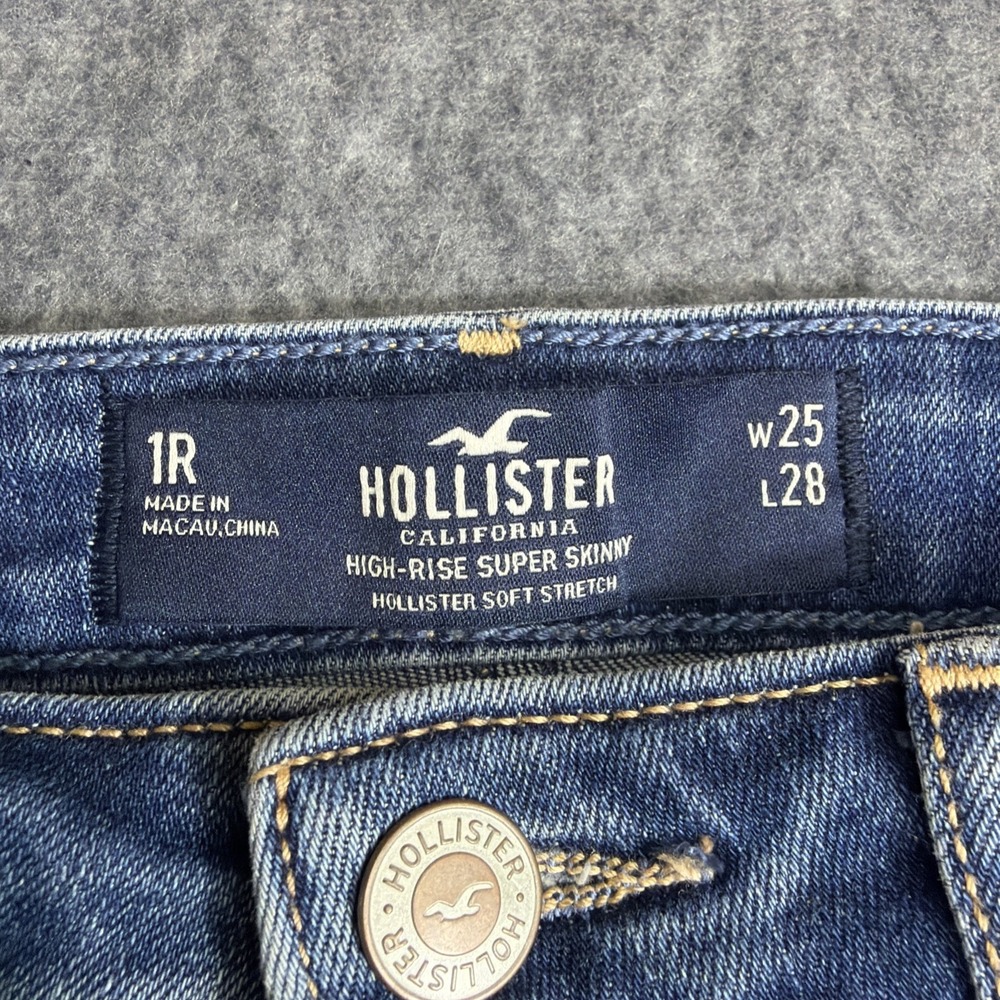 Hollister Jeans Juniors Womens 1 R 25x28 Super Skinny Blue Denim High Rise - Picture 6 of 12